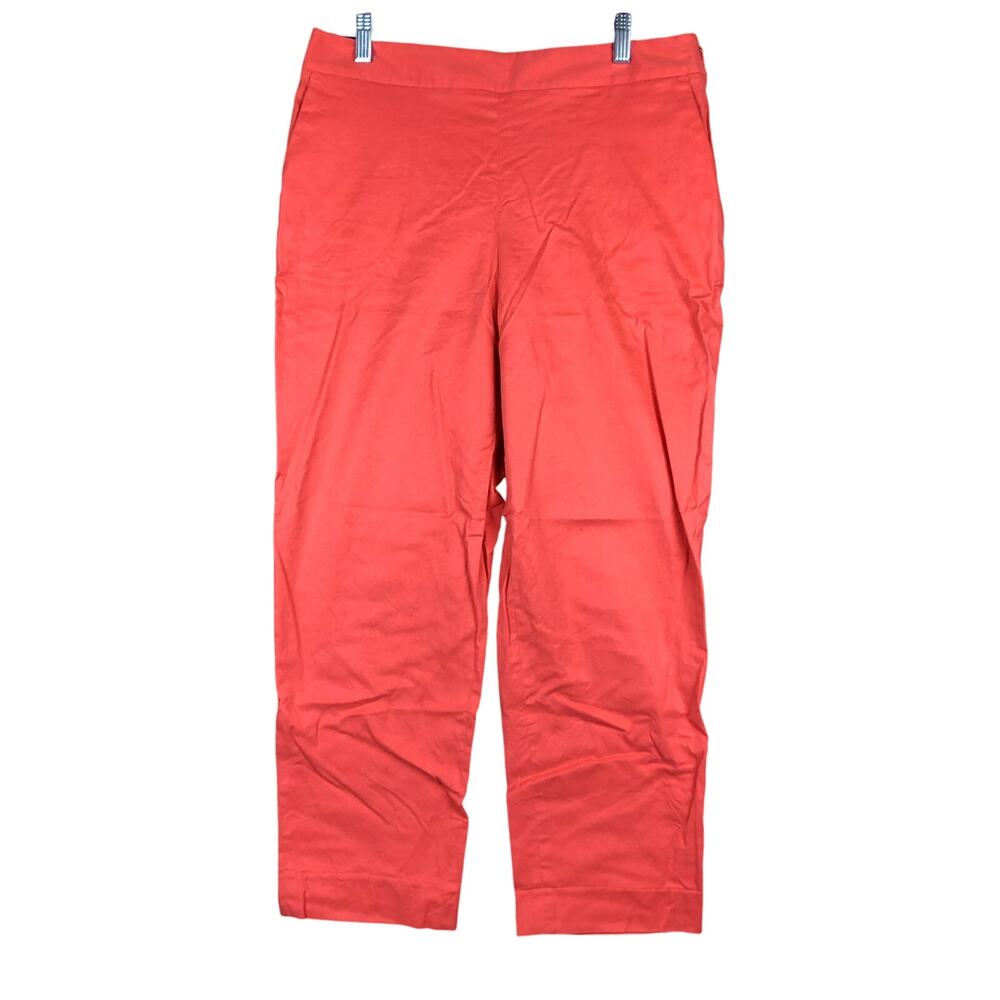 Pendleton Womens Pants Coral Orange Pull On Side Zip Capris Stretch 10